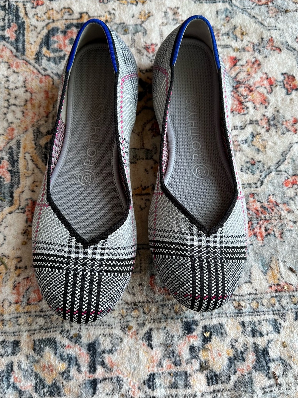 Rothy's Women's Gray Plaid Ballet Flats 7